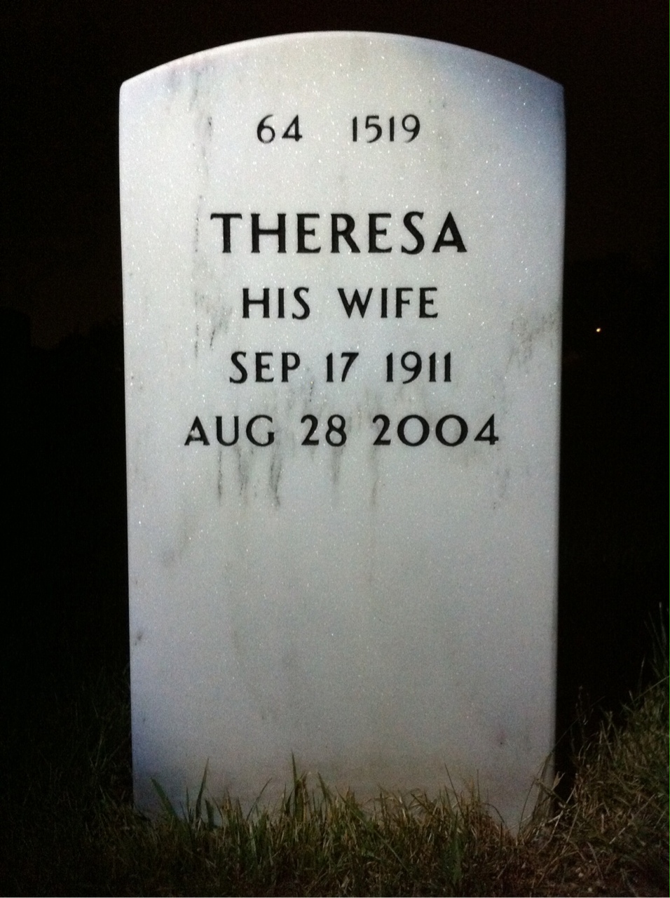 Back of headstone — Walter Buckley