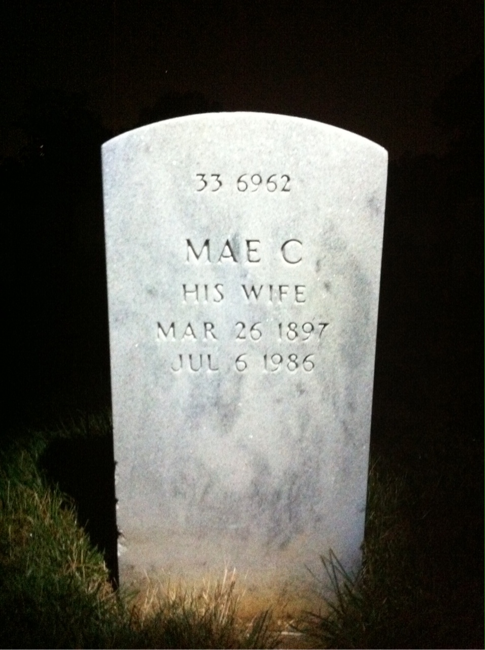 Back of headstone — Joseph Banko