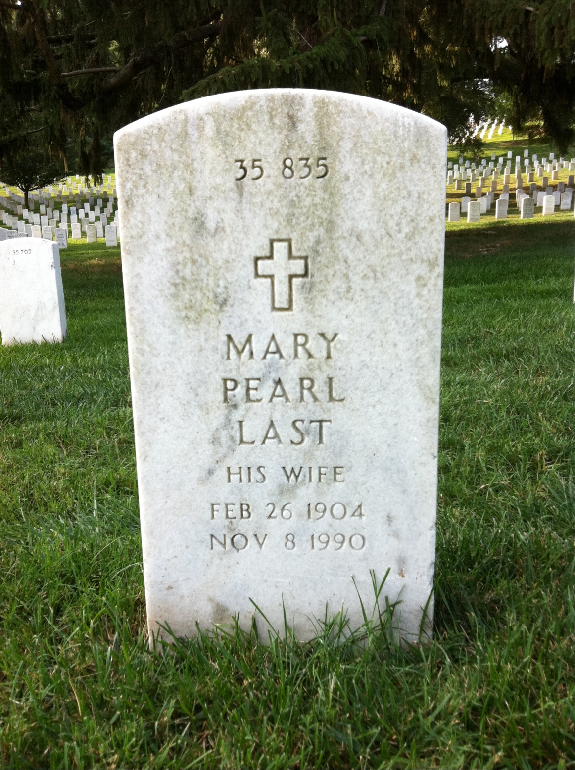Back of headstone — Mary Alexander