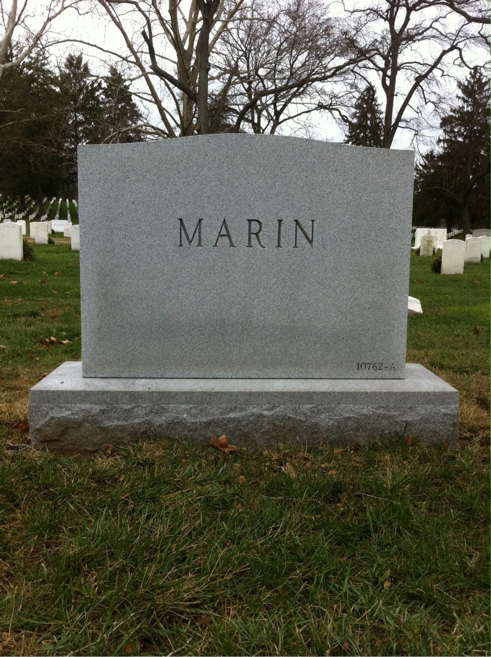 Back of headstone — Laddie Marin