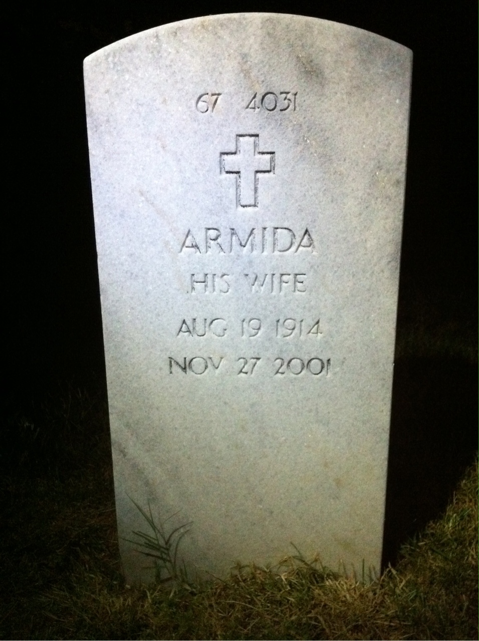 Back of headstone — Armida Meltz