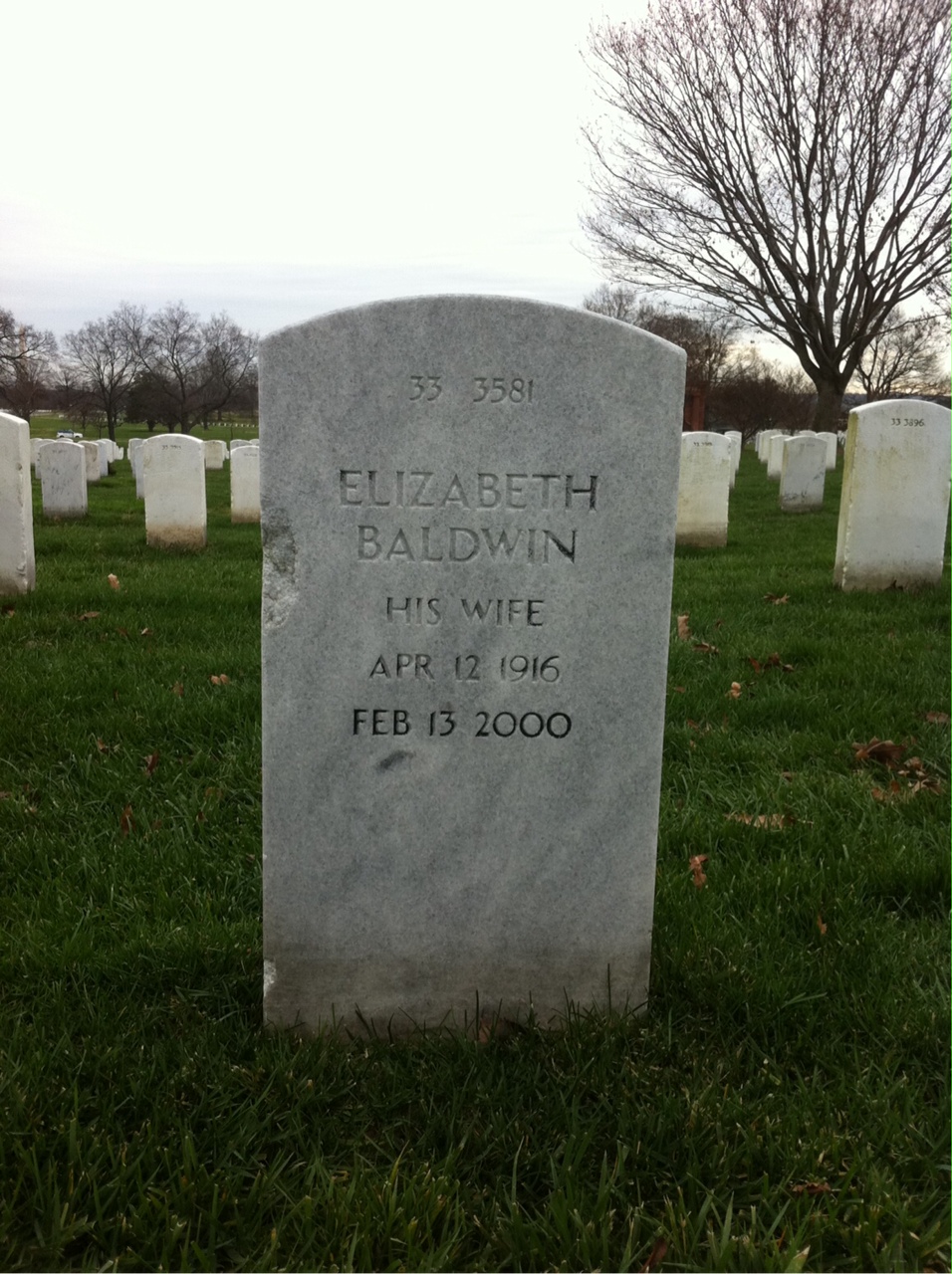 Back of headstone — Elizabeth Baldwin