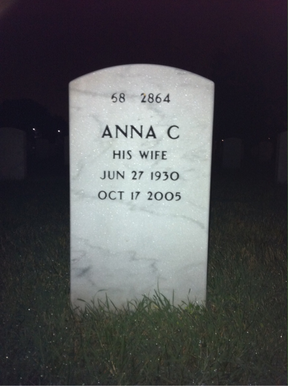 Back of headstone — Richard Brown