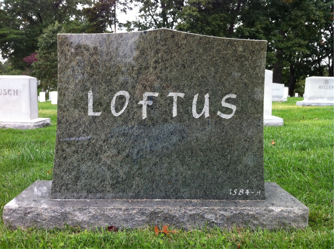 Back of headstone — William Michael Loftus