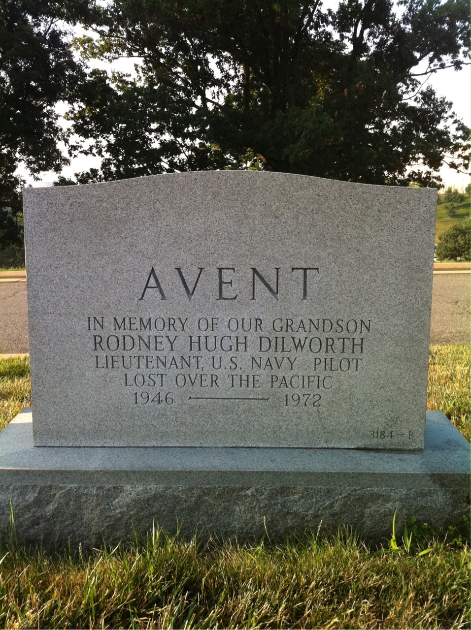 Back of headstone — Hugh Avent