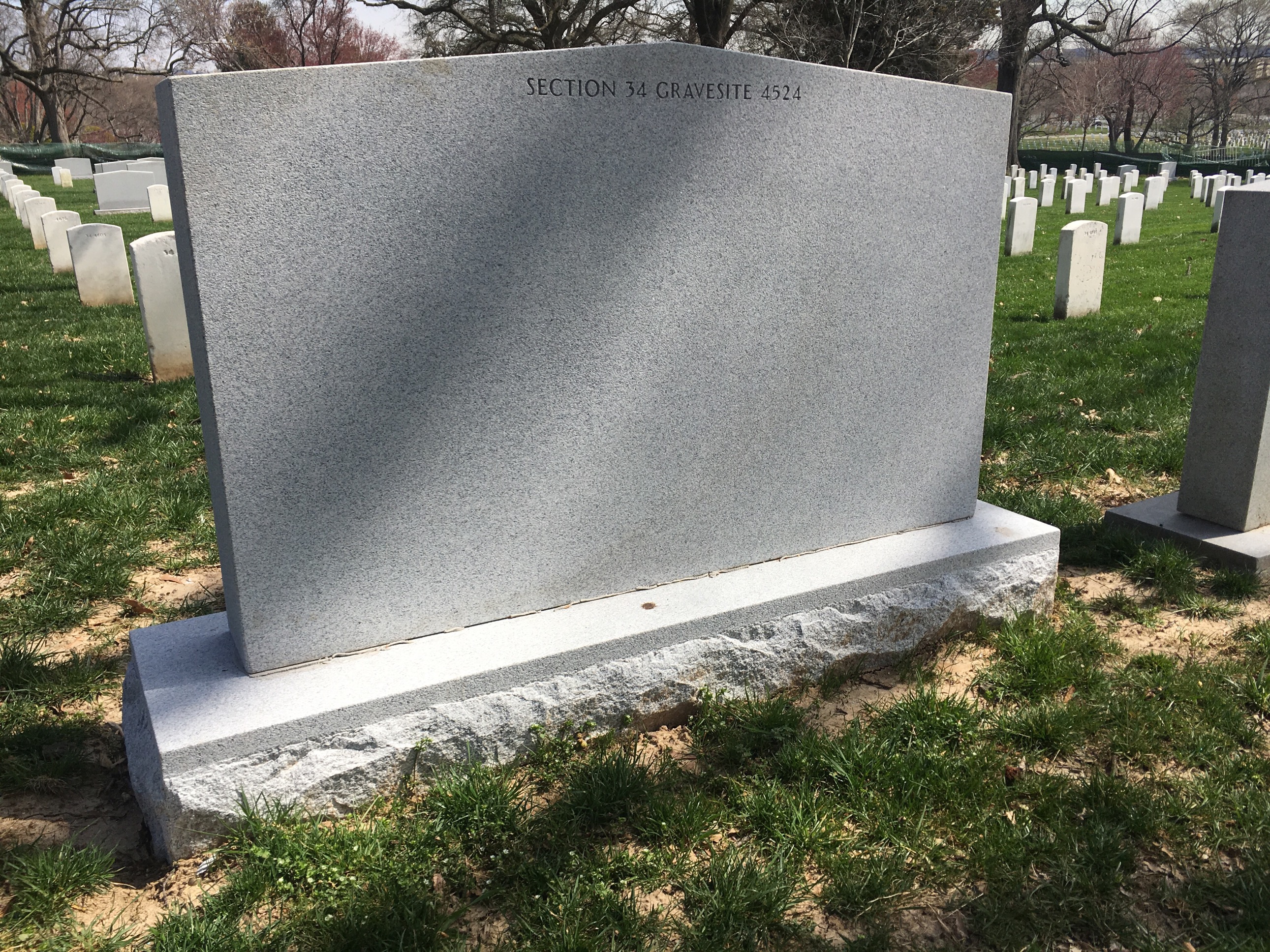 Back of headstone — Arthur Bader