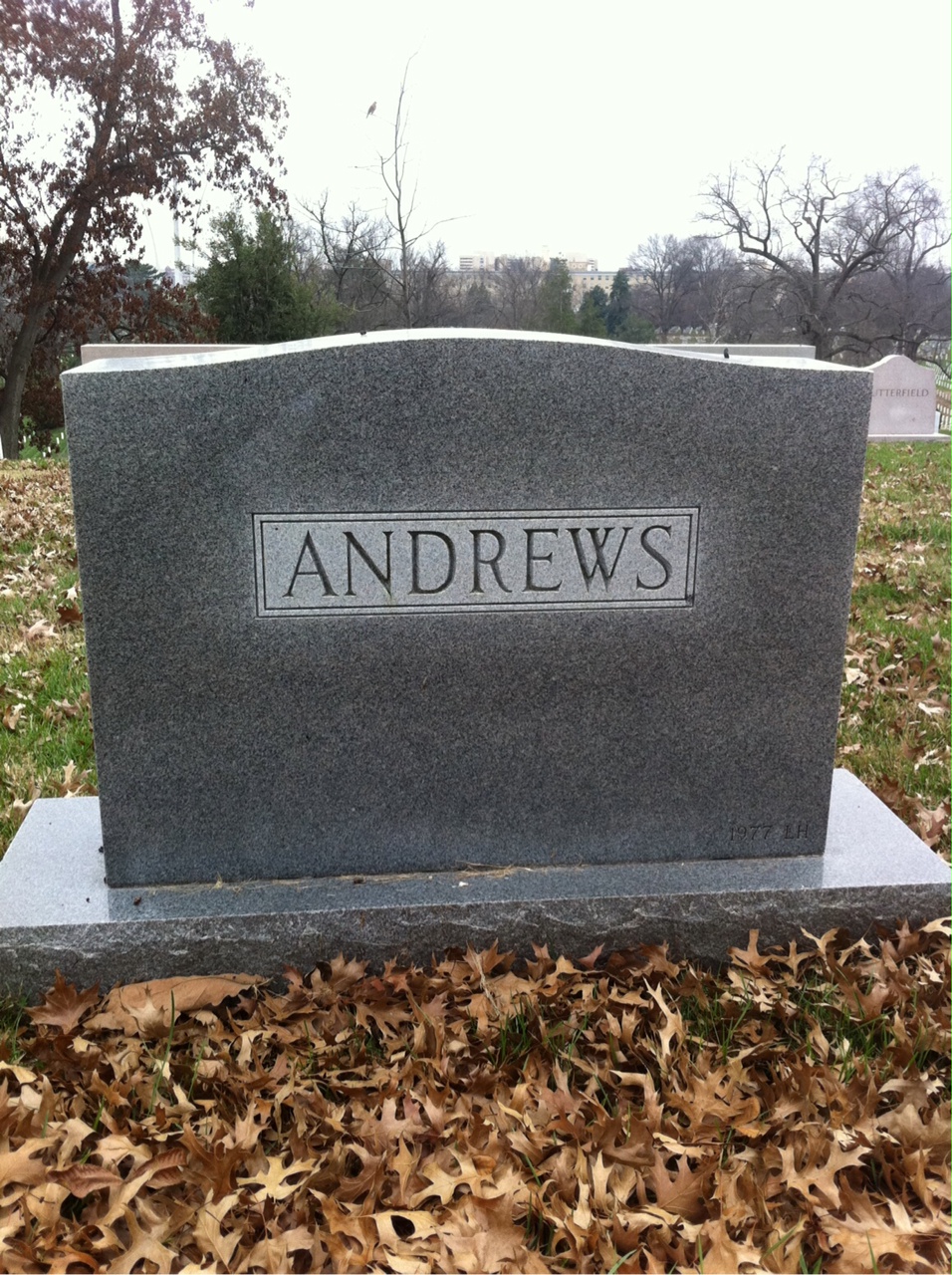 Back of headstone — Charles Andrews