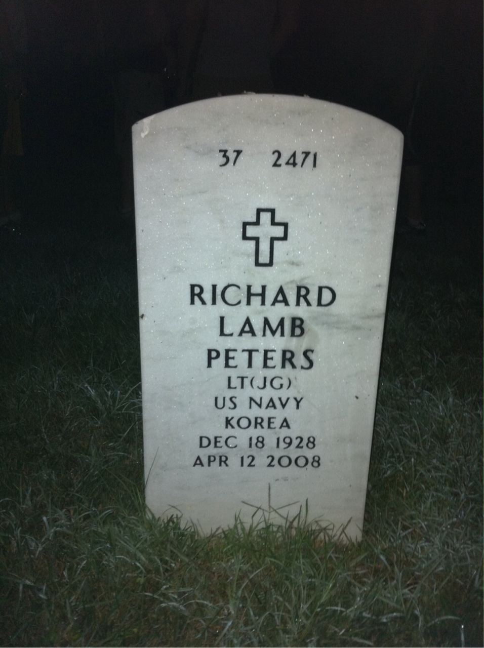Back of headstone — Richard Peters