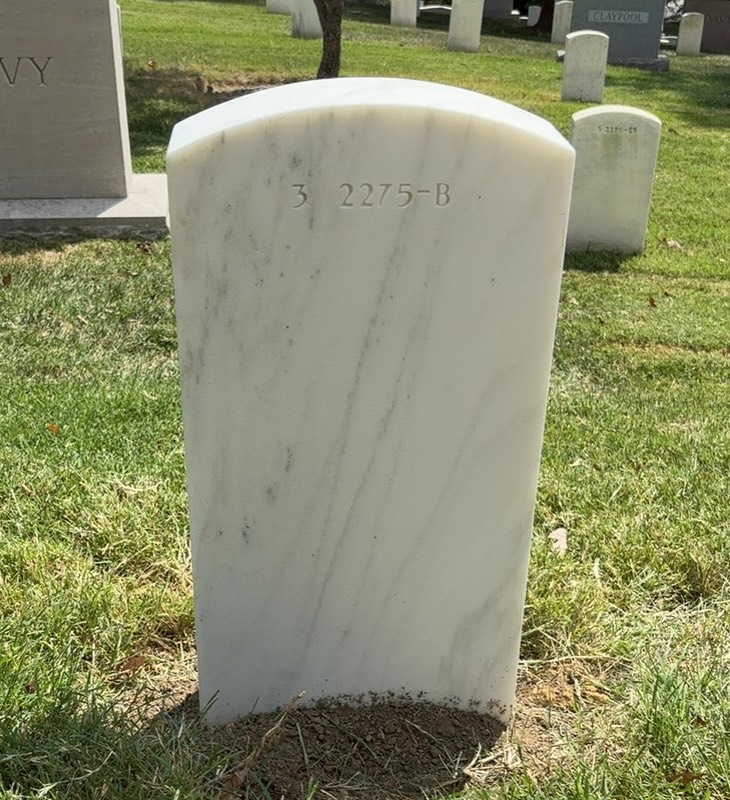 Back of headstone — Vernon Alfred Bartz