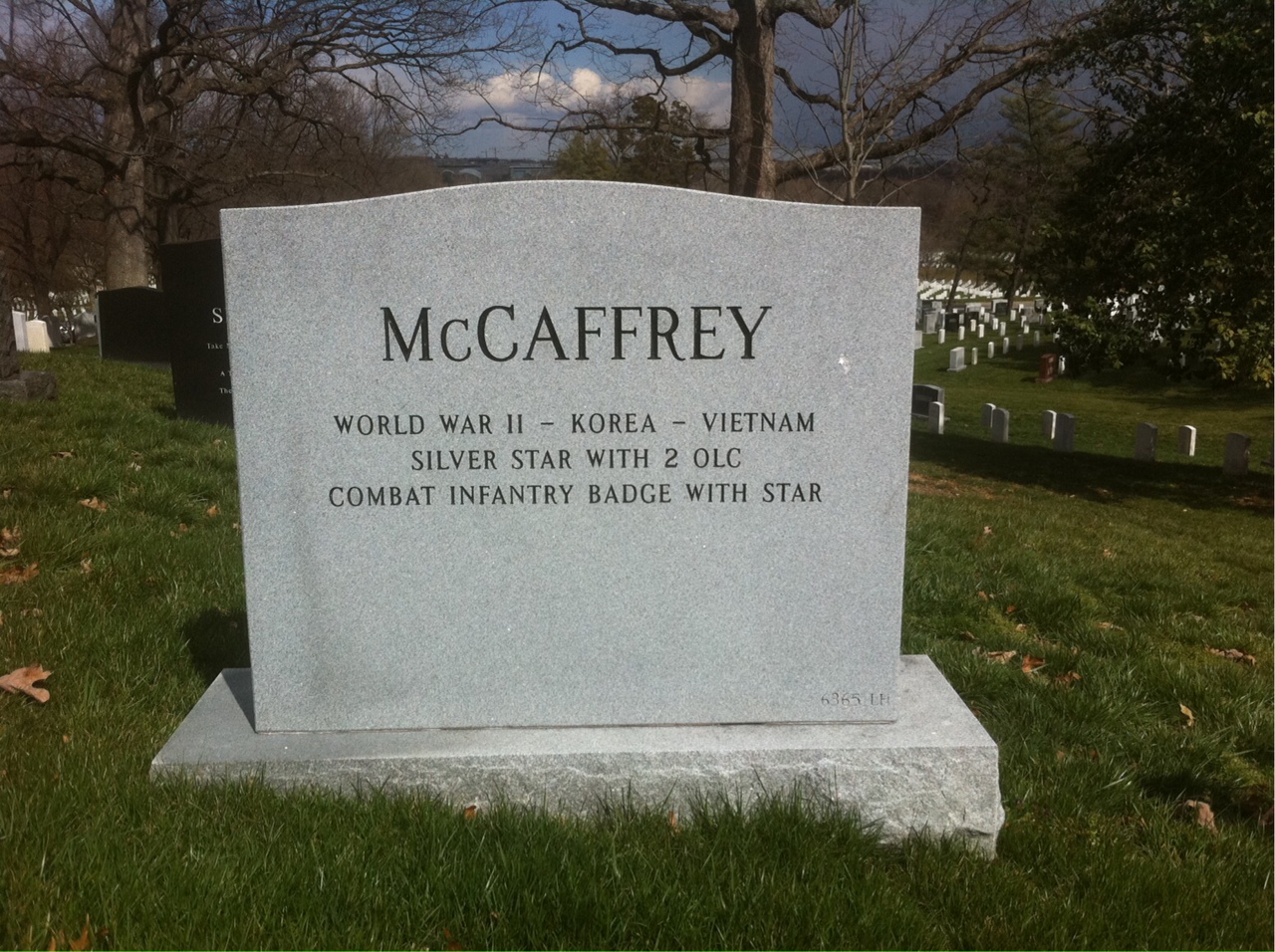 Back of headstone — William Mccaffrey