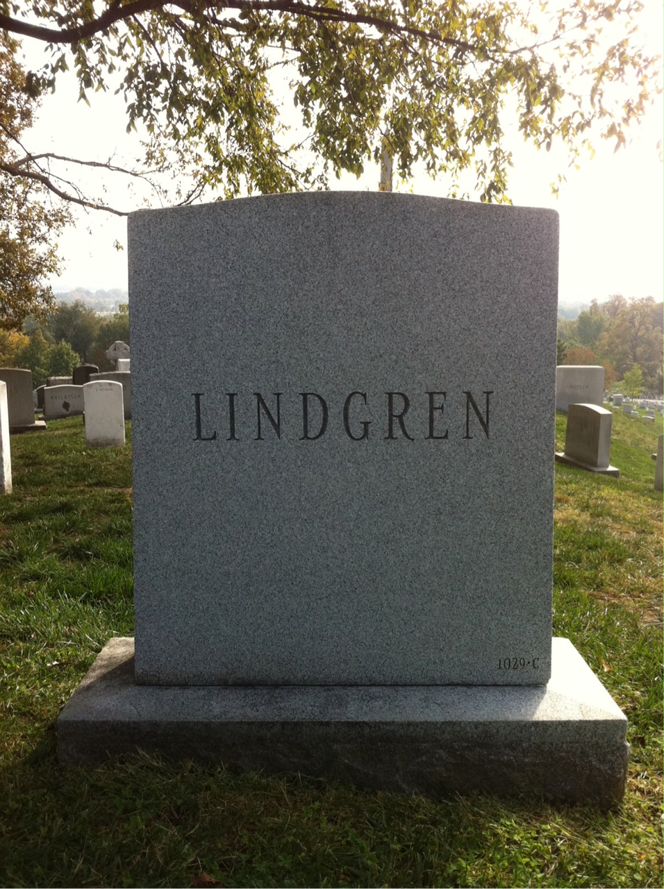 Back of headstone — Joseph Lindgren