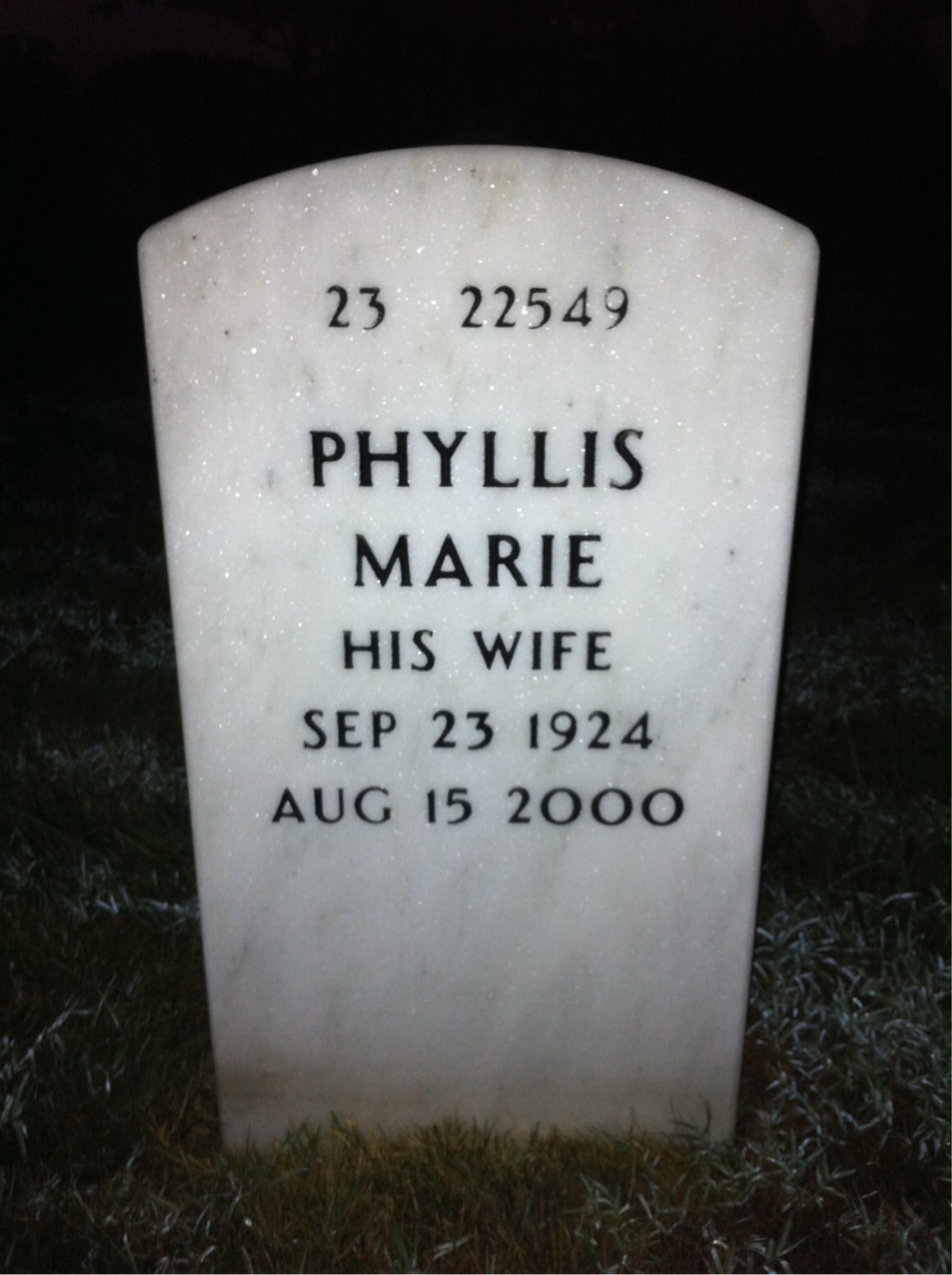 Back of headstone — James Queen