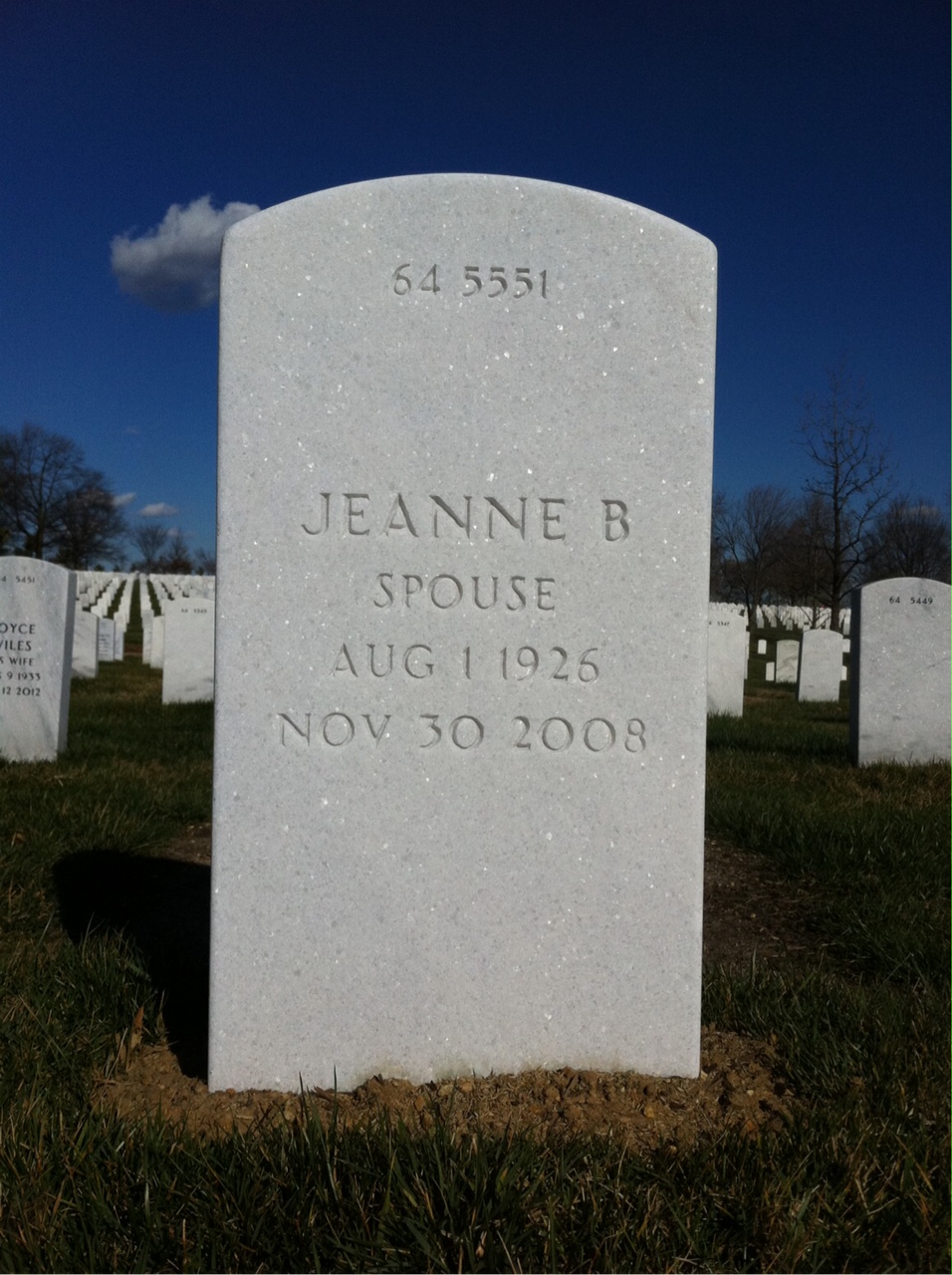 Back of headstone — Ross Woodward