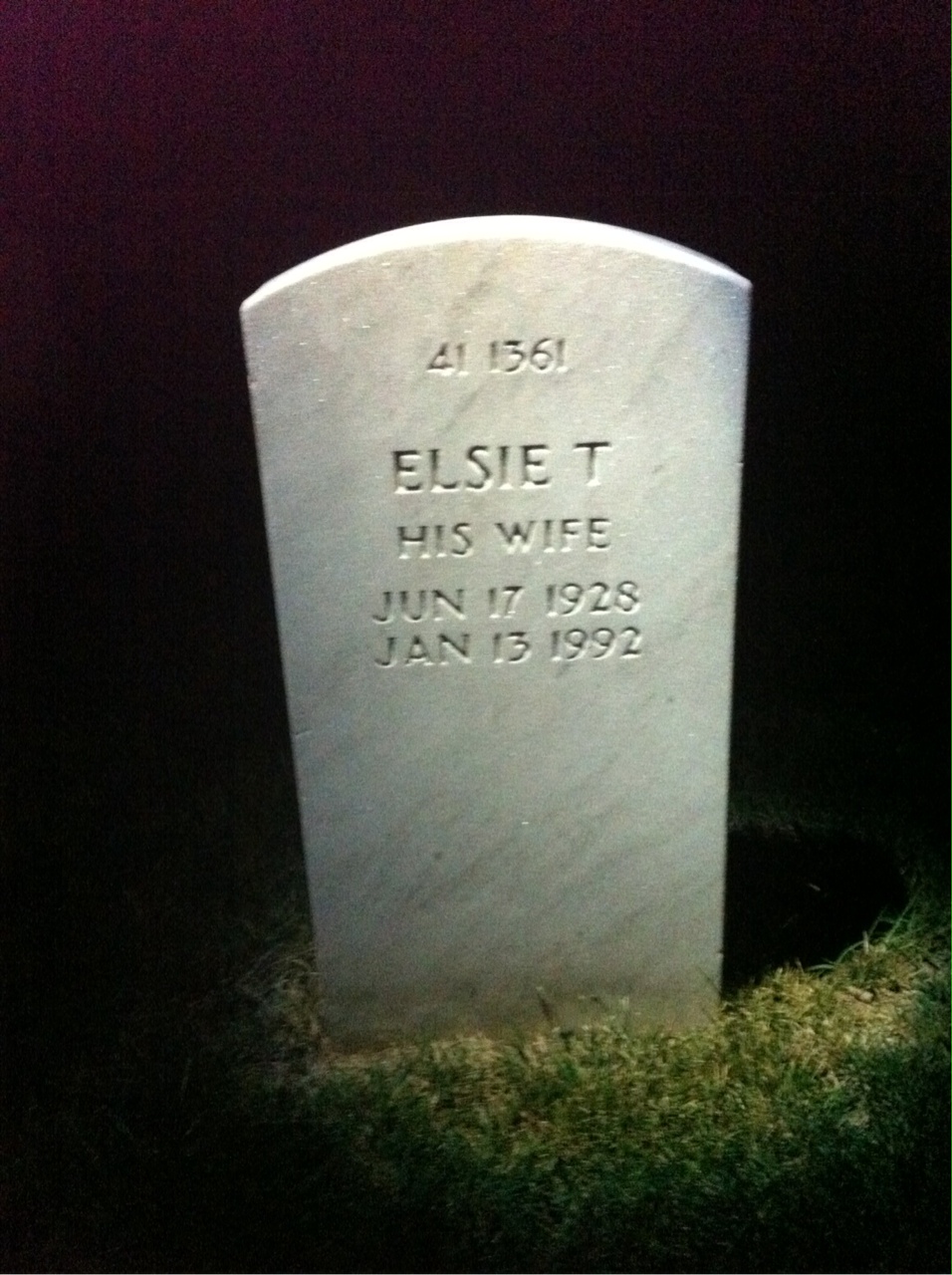 Back of headstone — Elsie Barrett