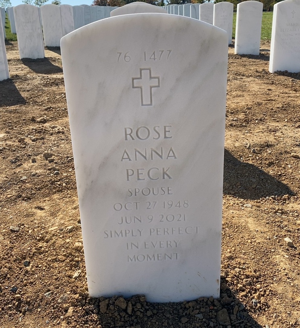 Back of headstone — William L Peck
