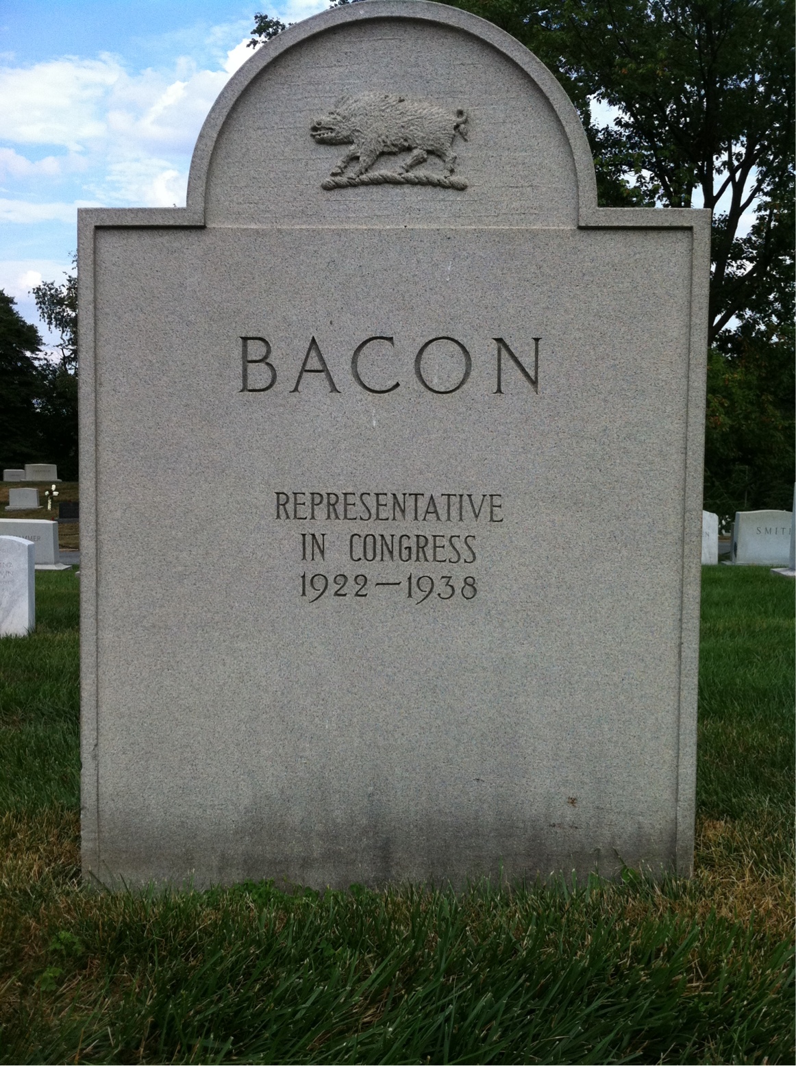 Back of headstone — Robert Bacon