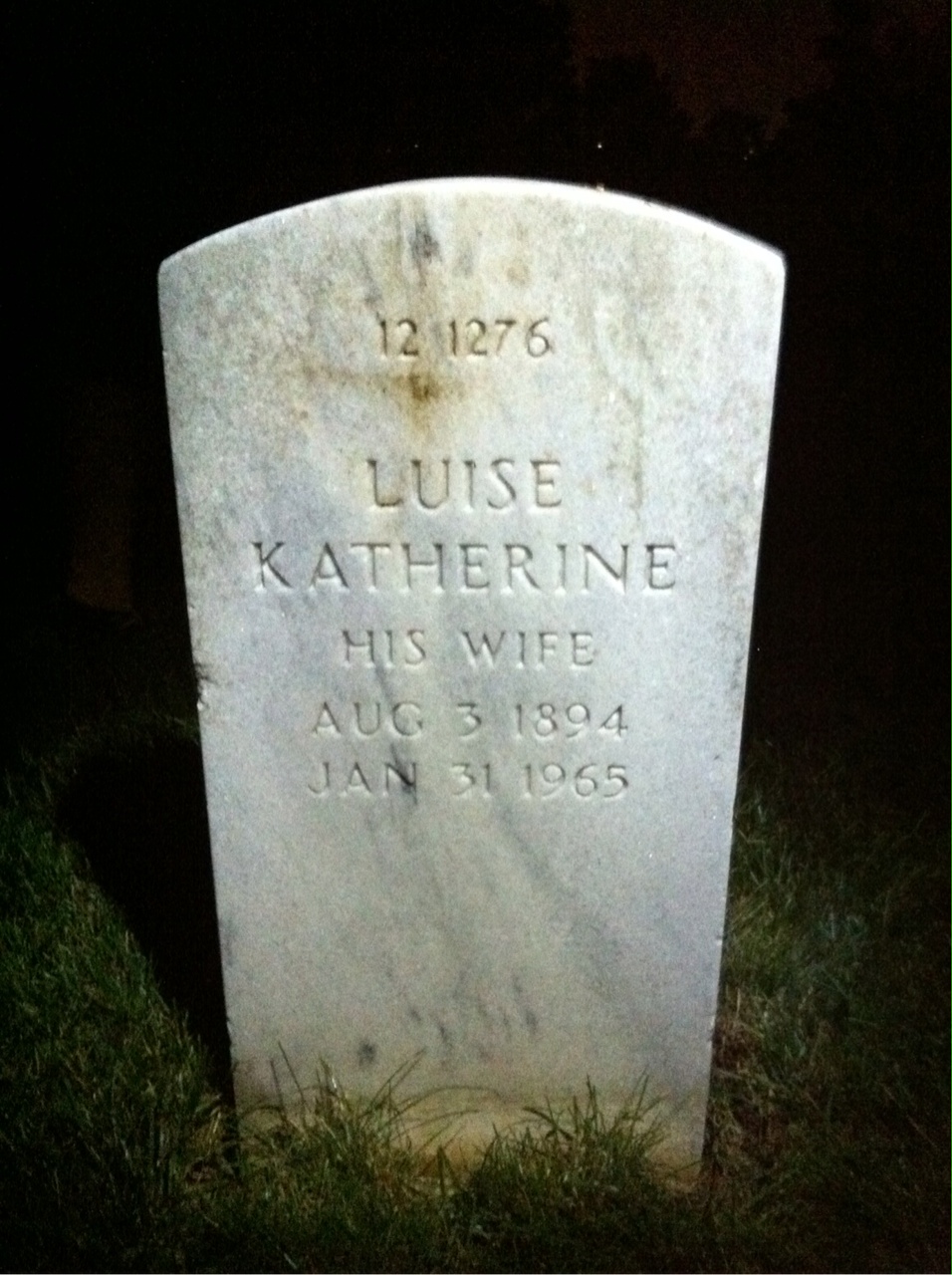 Back of headstone — Ward H Barnett