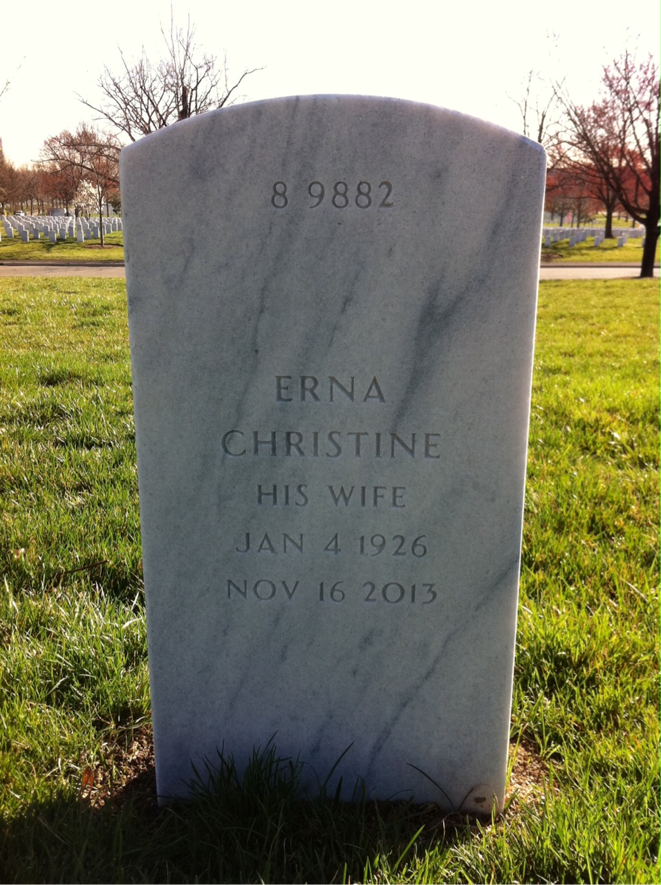Back of headstone — James Armstrong
