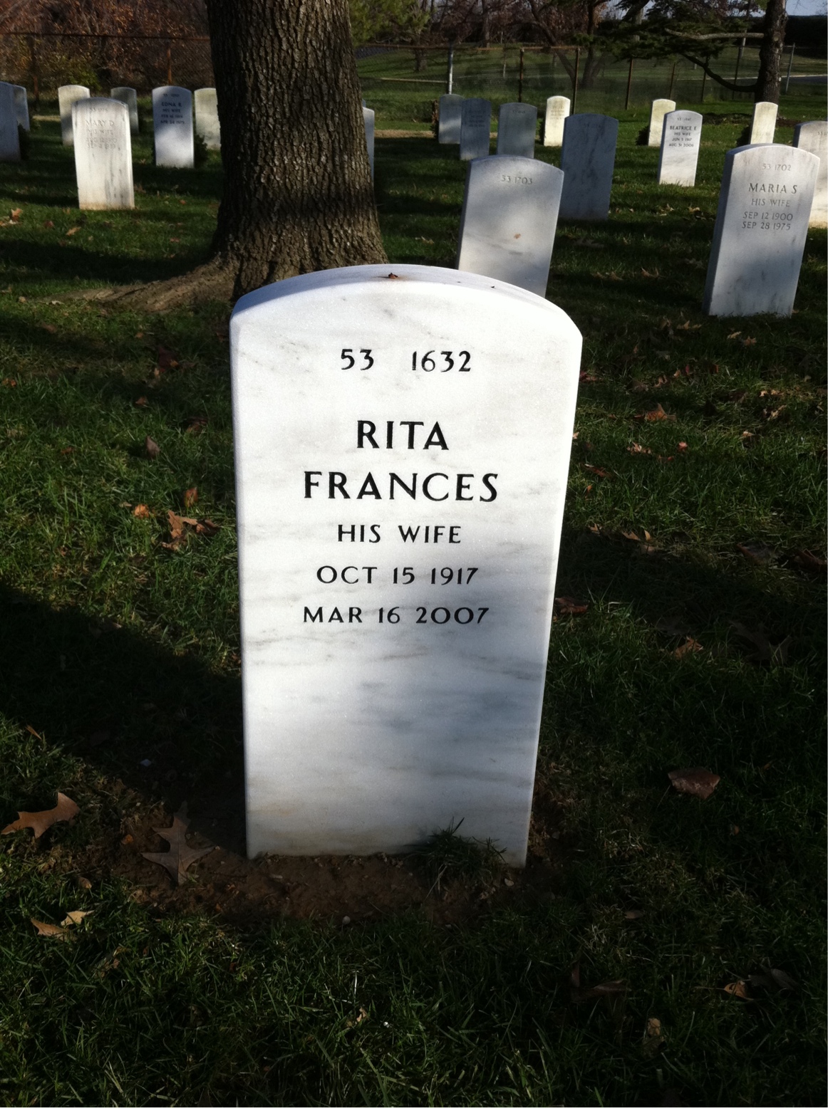 Back of headstone — Oris Walbrown