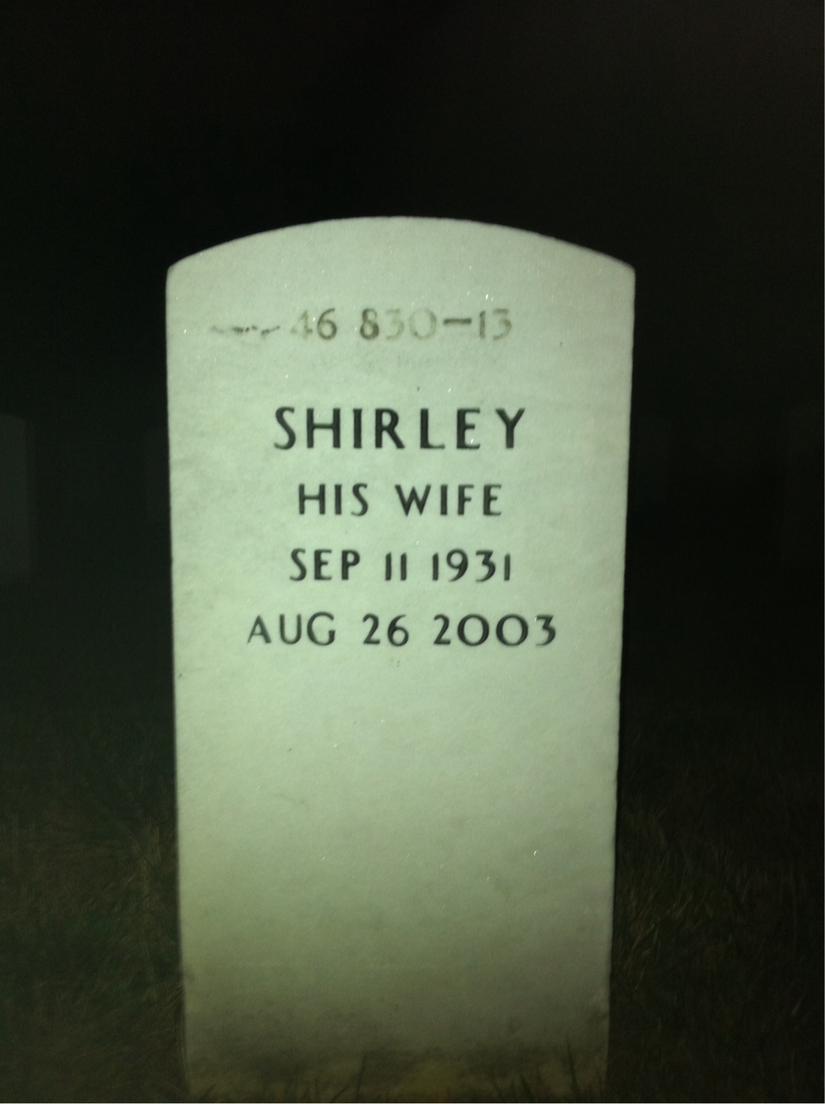 Back of headstone — John Wasco