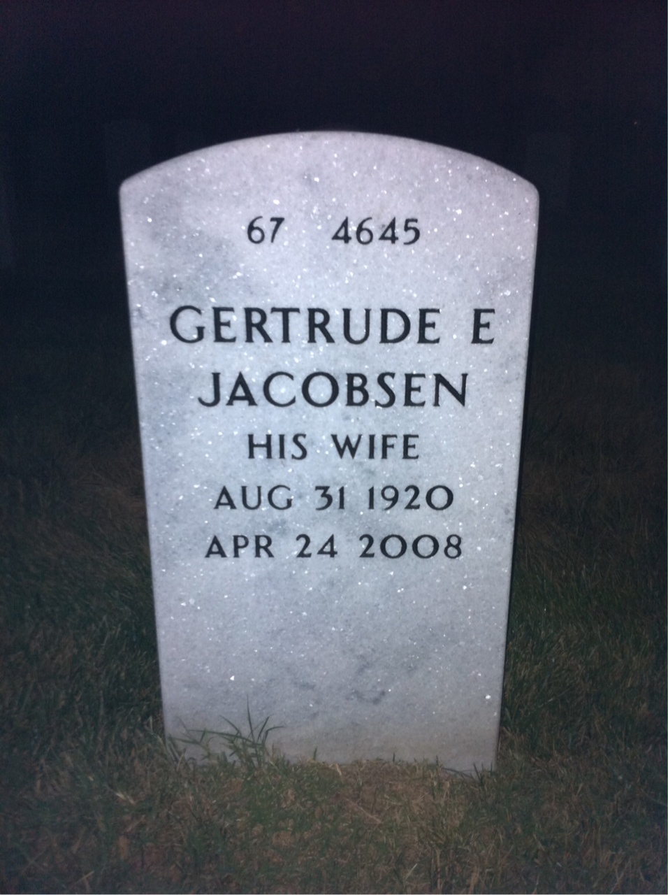 Back of headstone — John Van Sant