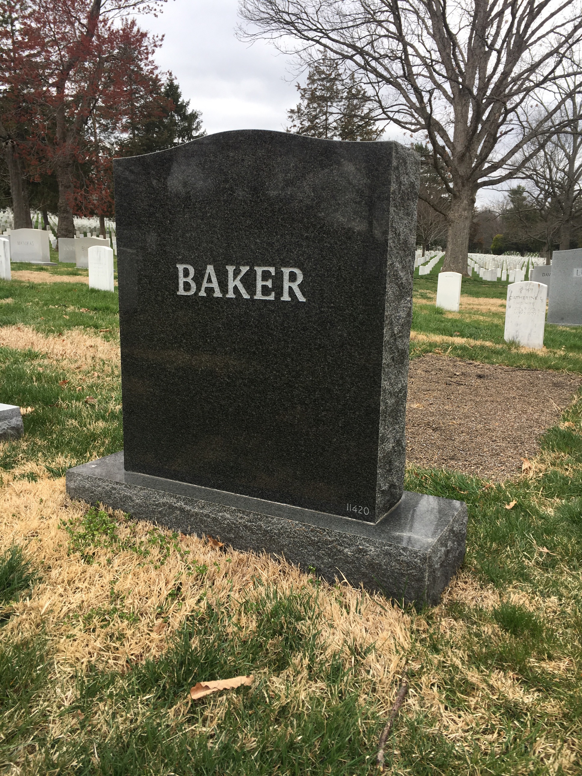 Back of headstone — Norman Baker