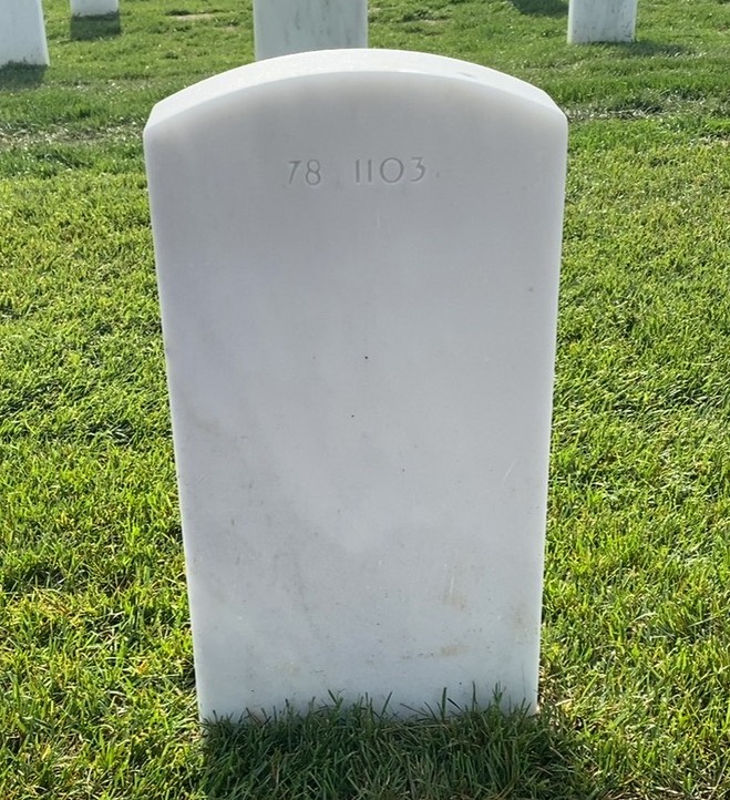 Back of headstone — Zane Mitchell