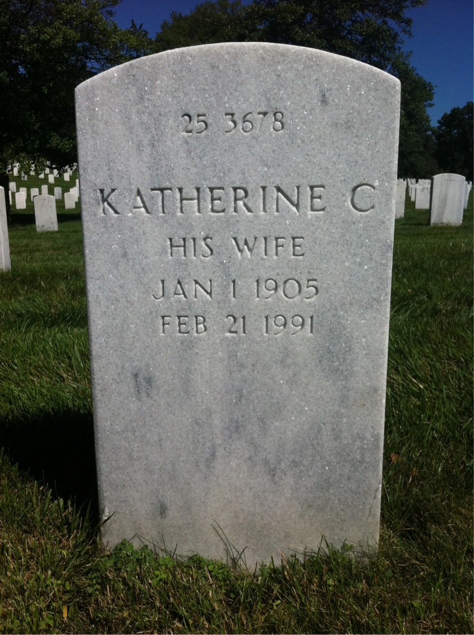 Back of headstone — Katherine Cunningham