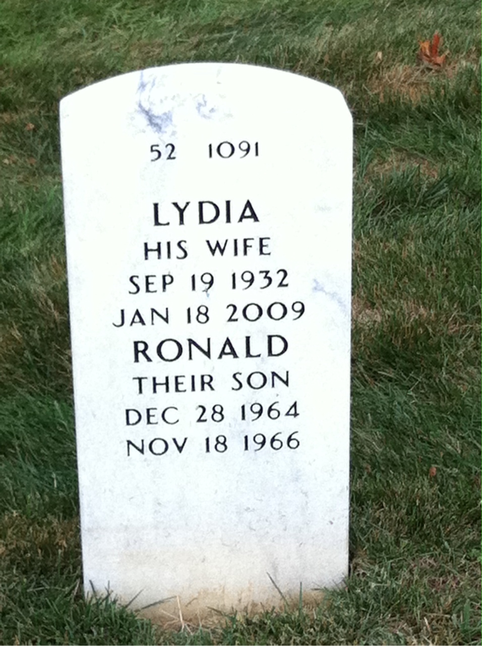 Back of headstone — Nathaniel Moaland