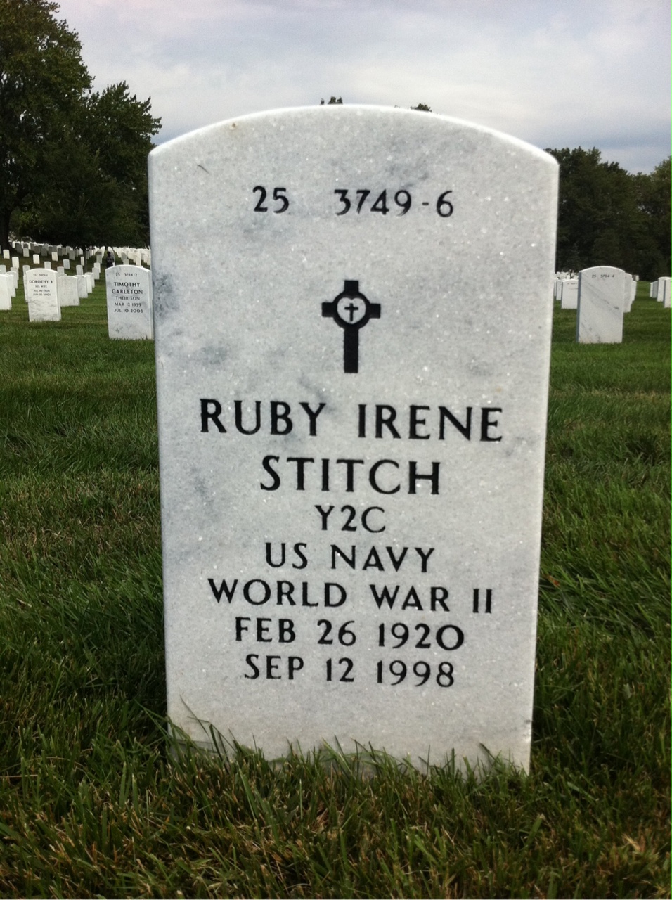 Back of headstone — Ruby Stitch