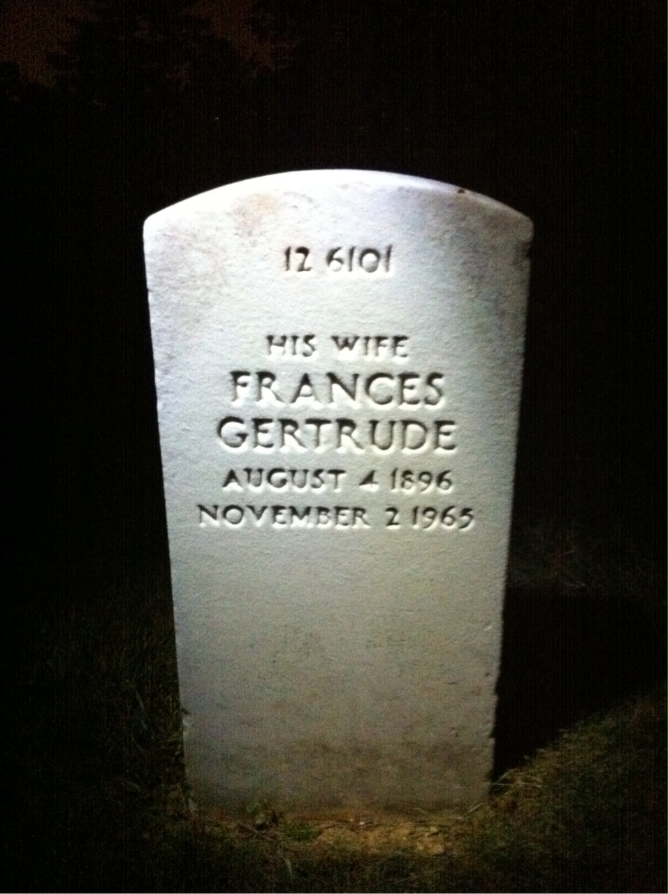 Back of headstone — Fabian Augustine