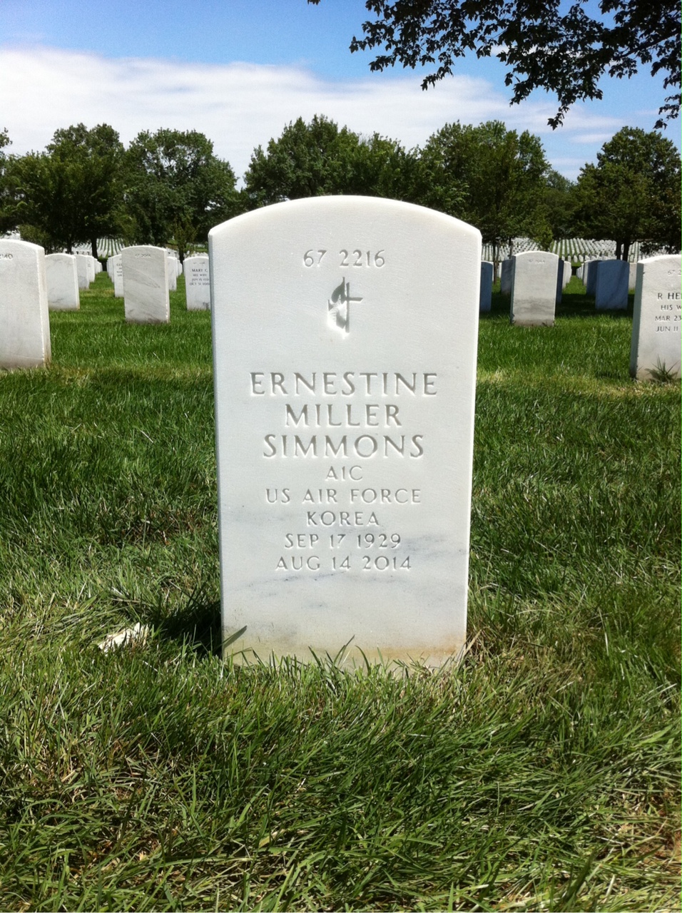 Back of headstone — Ronald Miller