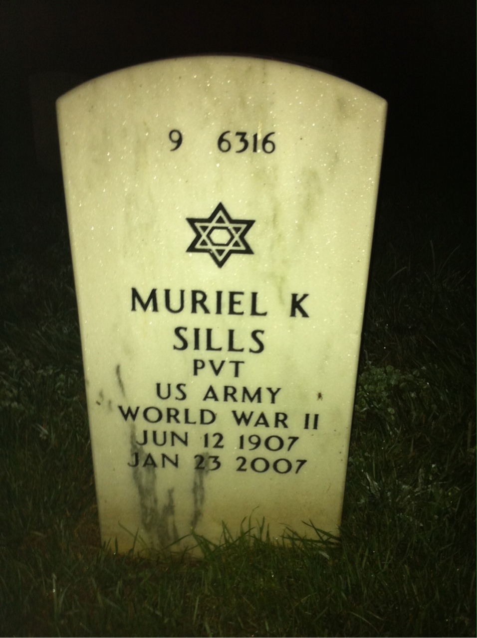 Back of headstone — David Sills