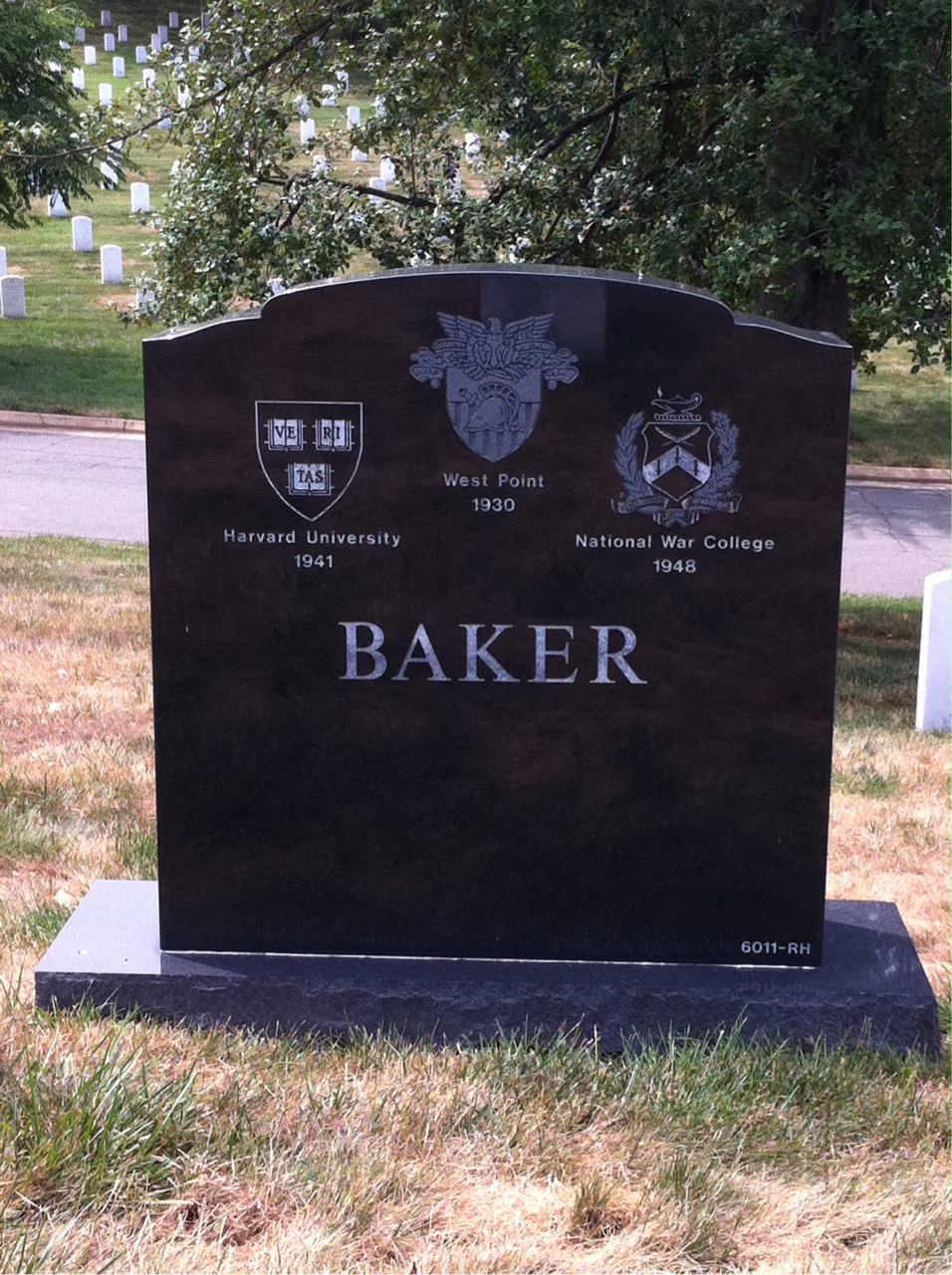 Back of headstone — David Baker