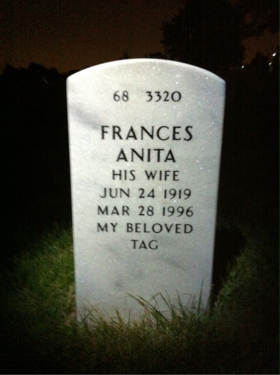 Back of headstone — Fred Mcmichael