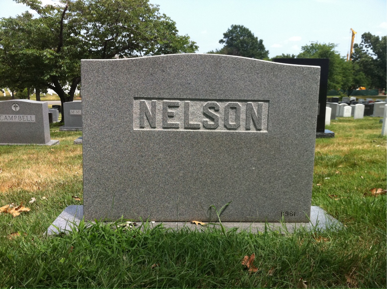 Back of headstone — Harlan Nelson