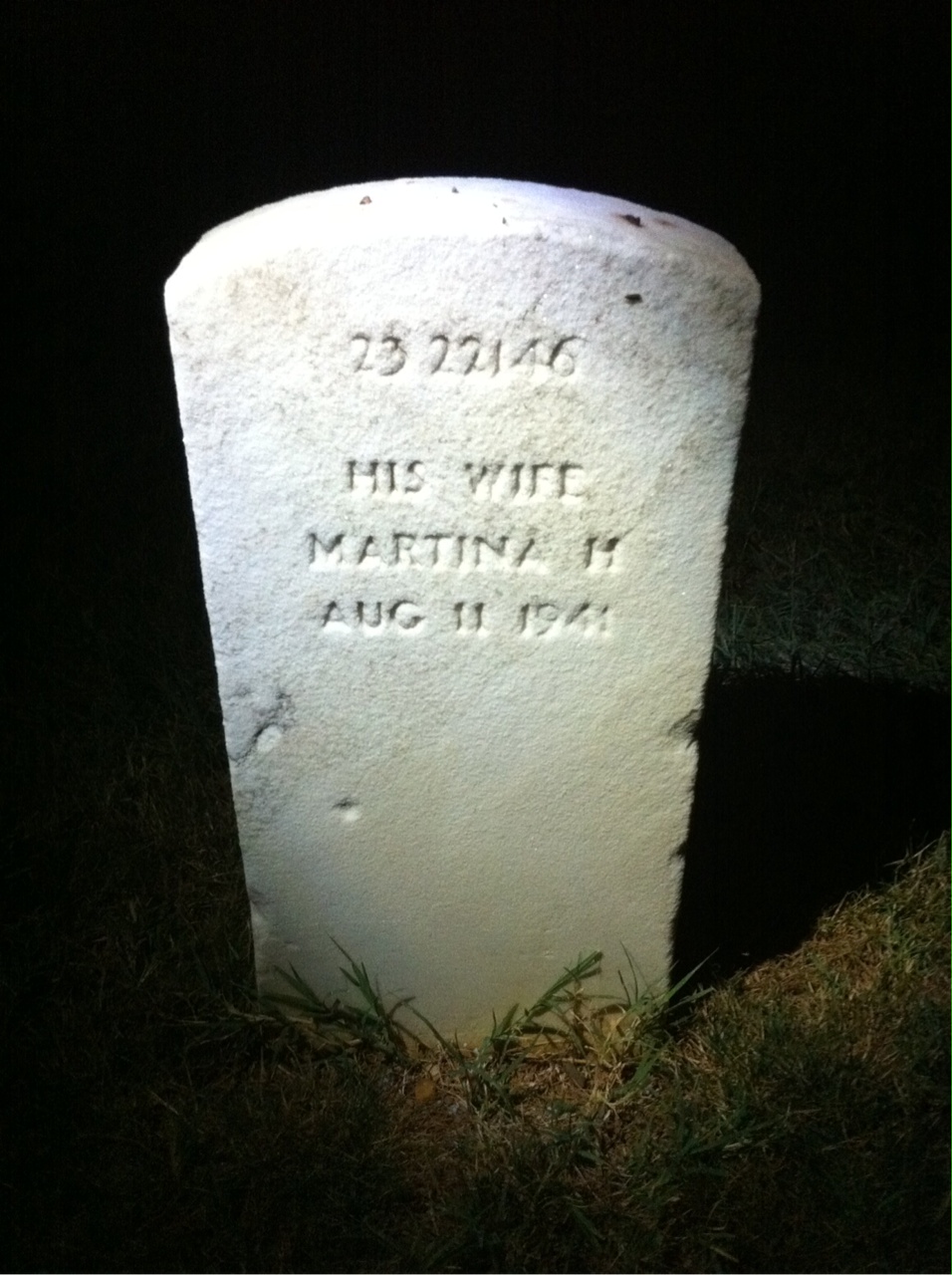 Back of headstone — Martina Conray