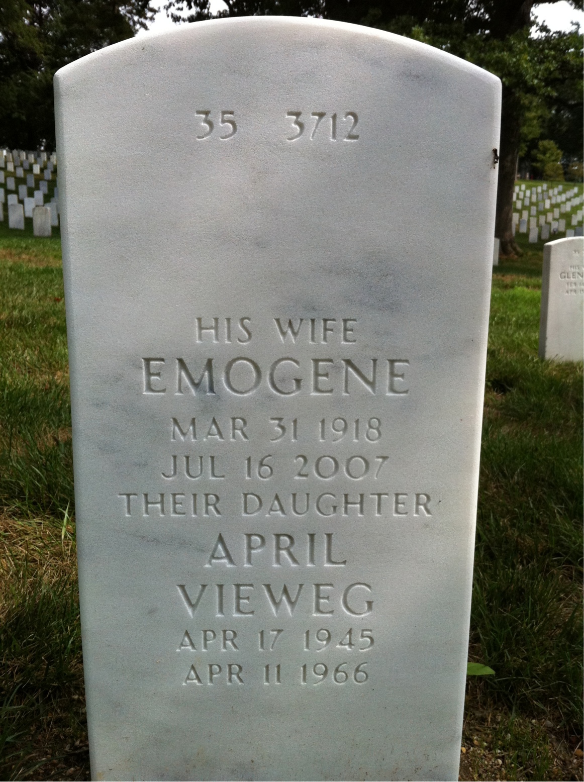Back of headstone — George Heuser