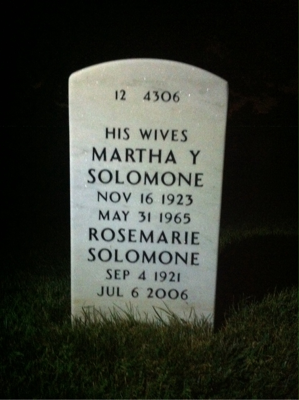Back of headstone — Warner Poole