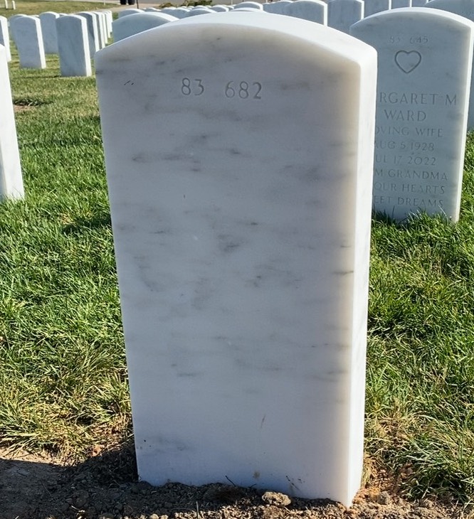 Back of headstone — David Baker