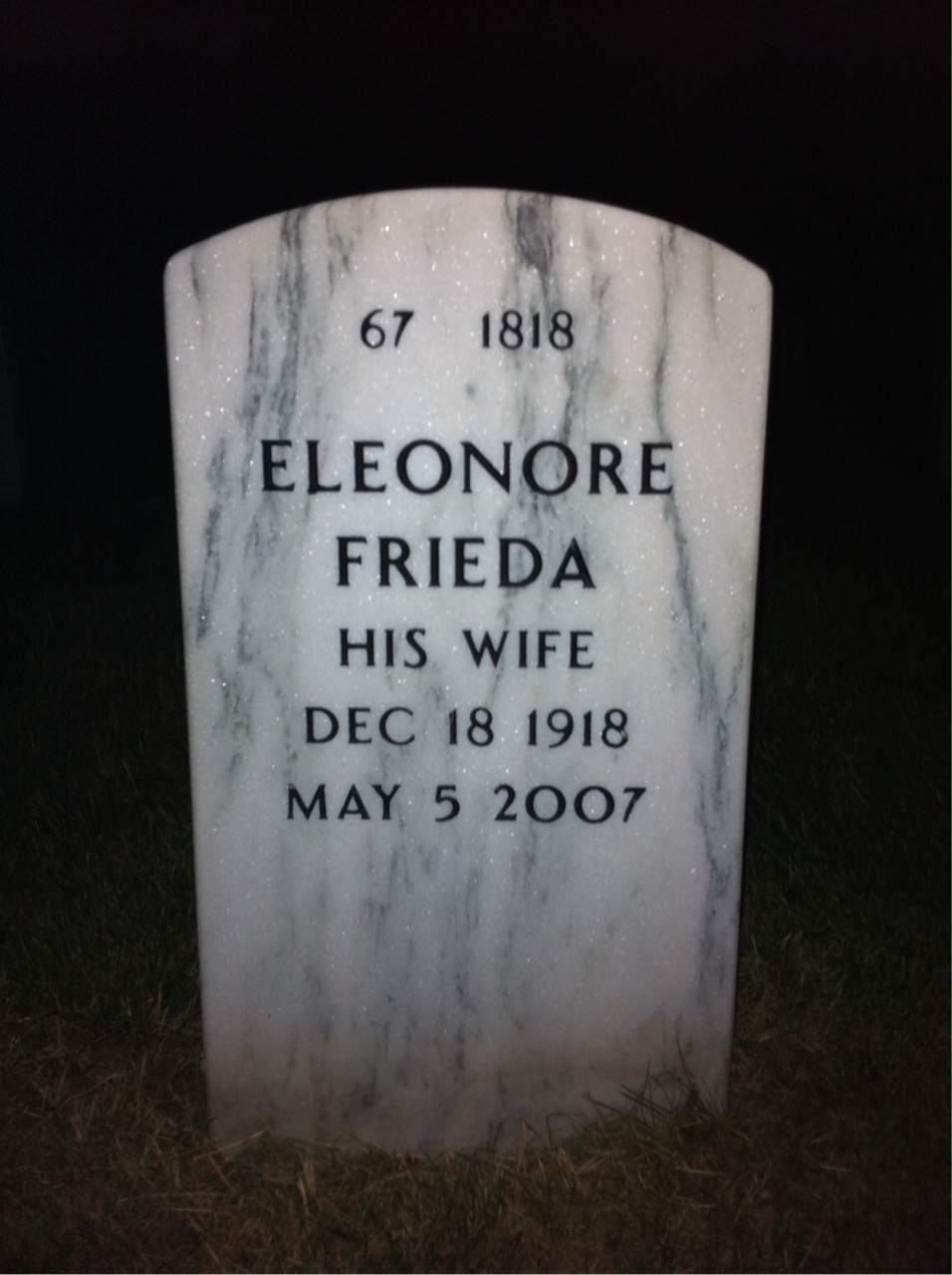 Back of headstone — William Korotky