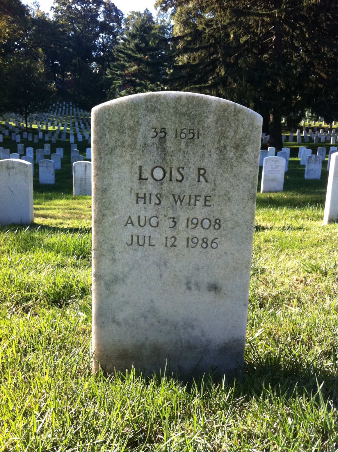 Back of headstone — Lois Baulch