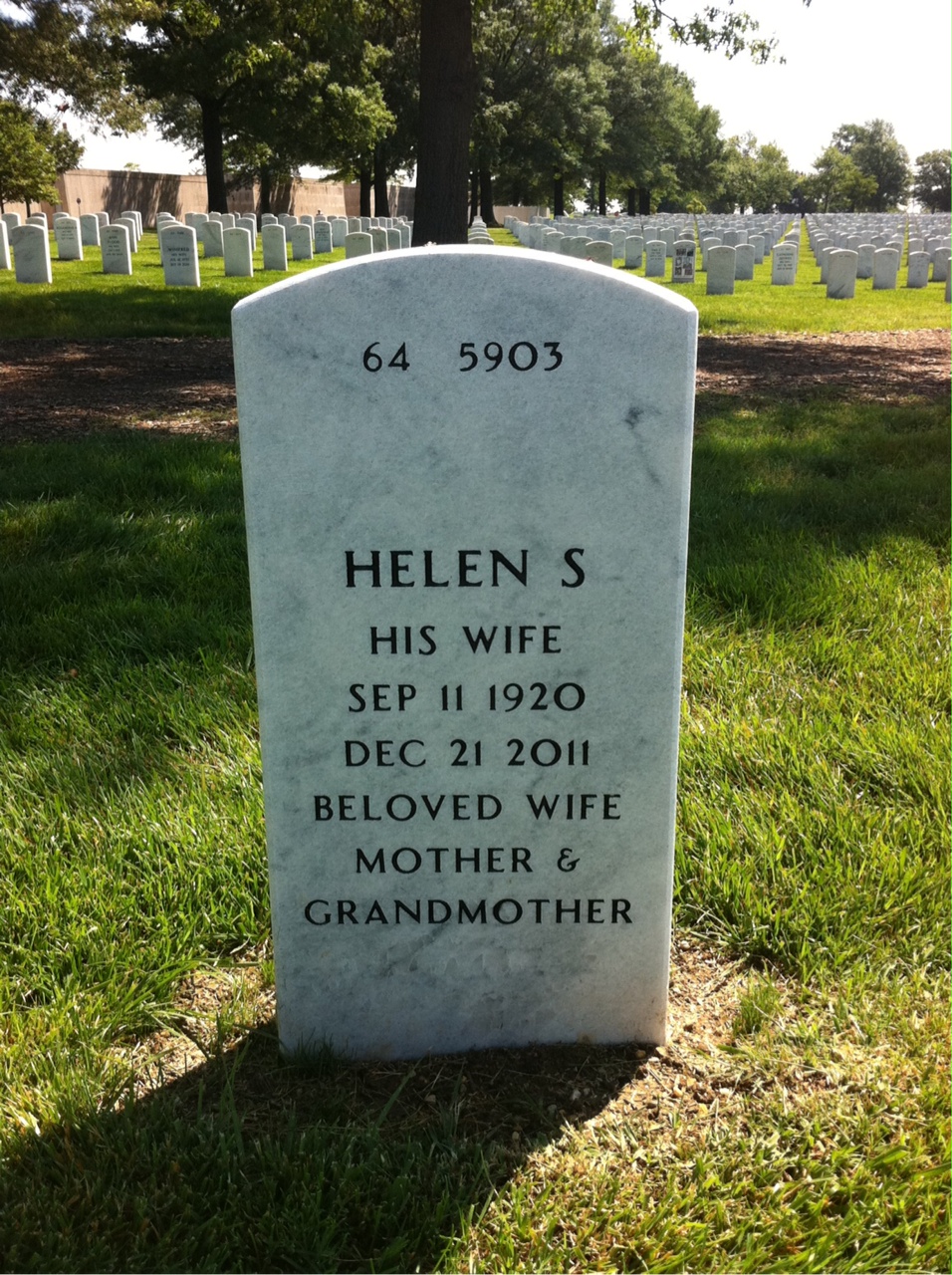 Back of headstone — Winston Adams