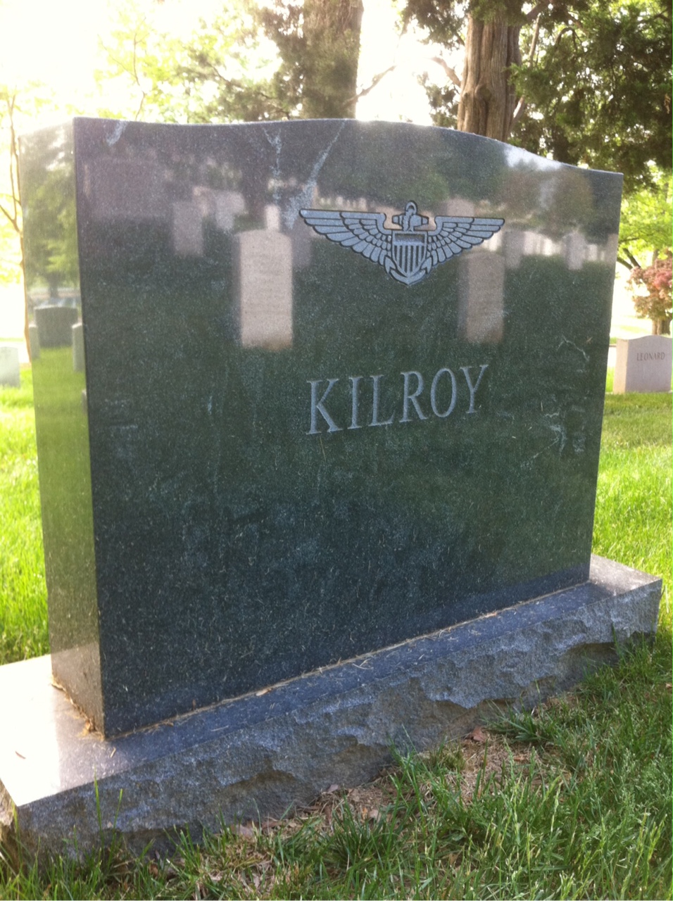 Back of headstone — Edward Kilroy
