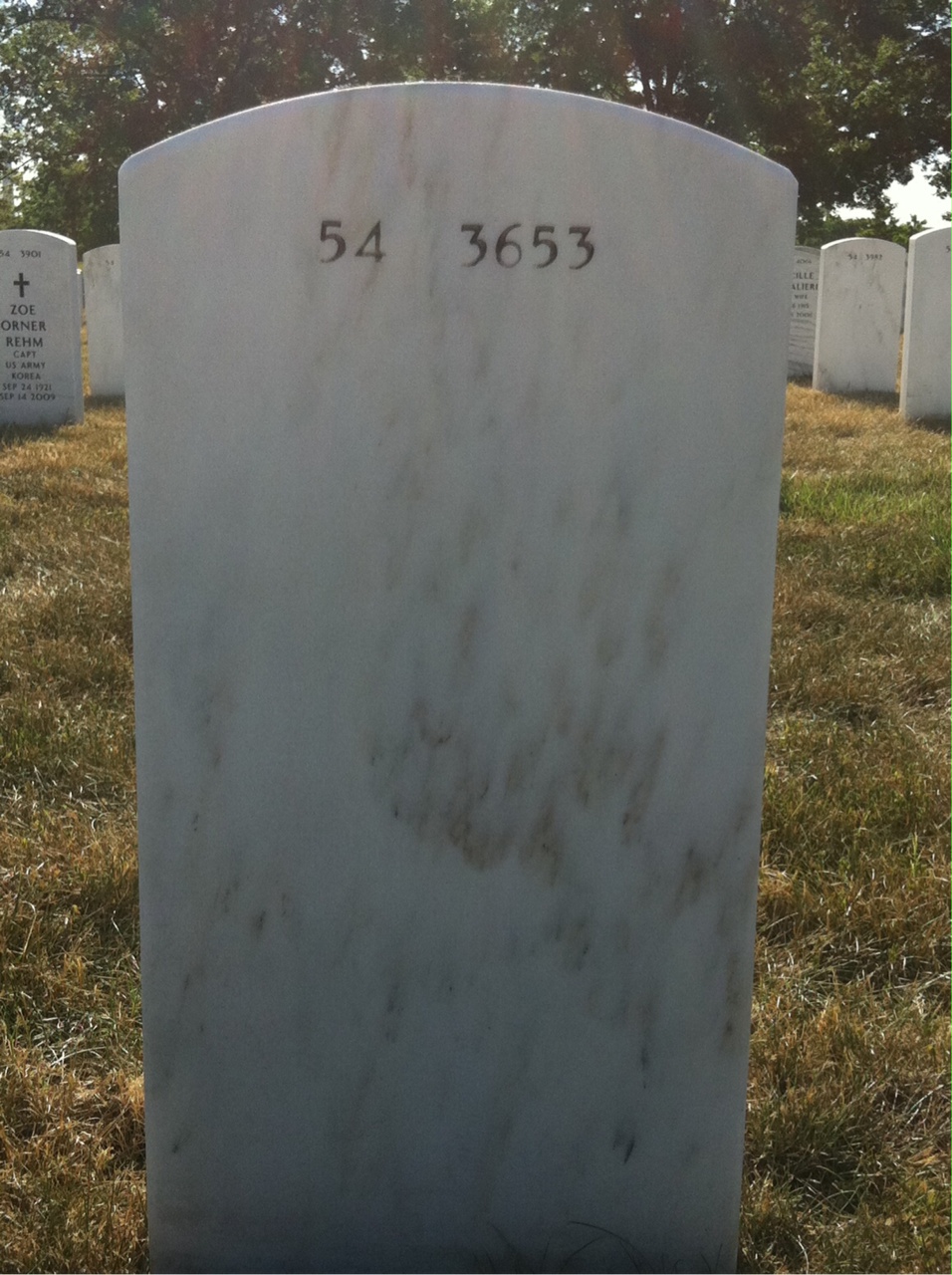 Back of headstone — Orren Lane