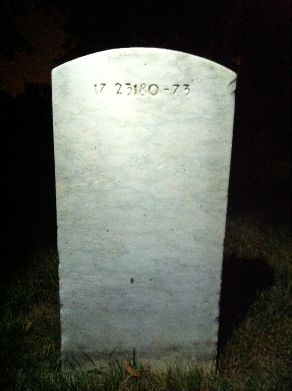 Back of headstone — James Beery