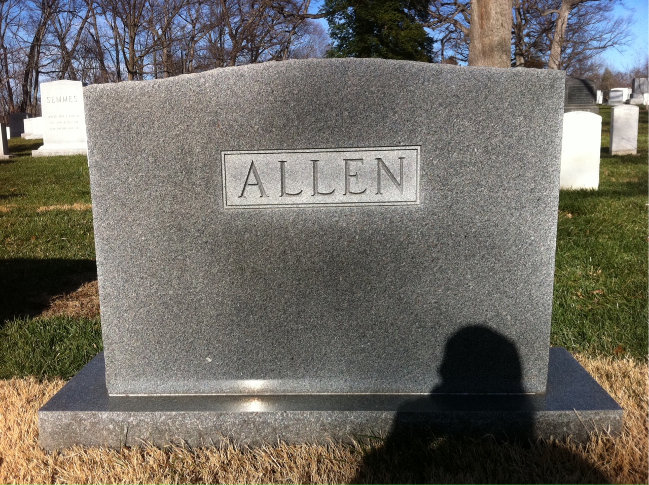 Back of headstone — Jesse Allen