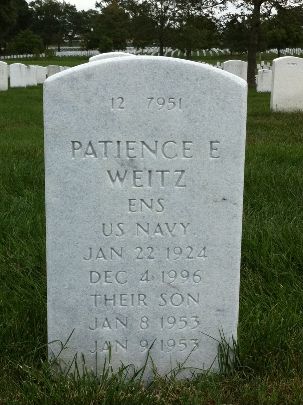 Back of headstone — Charles Weitz