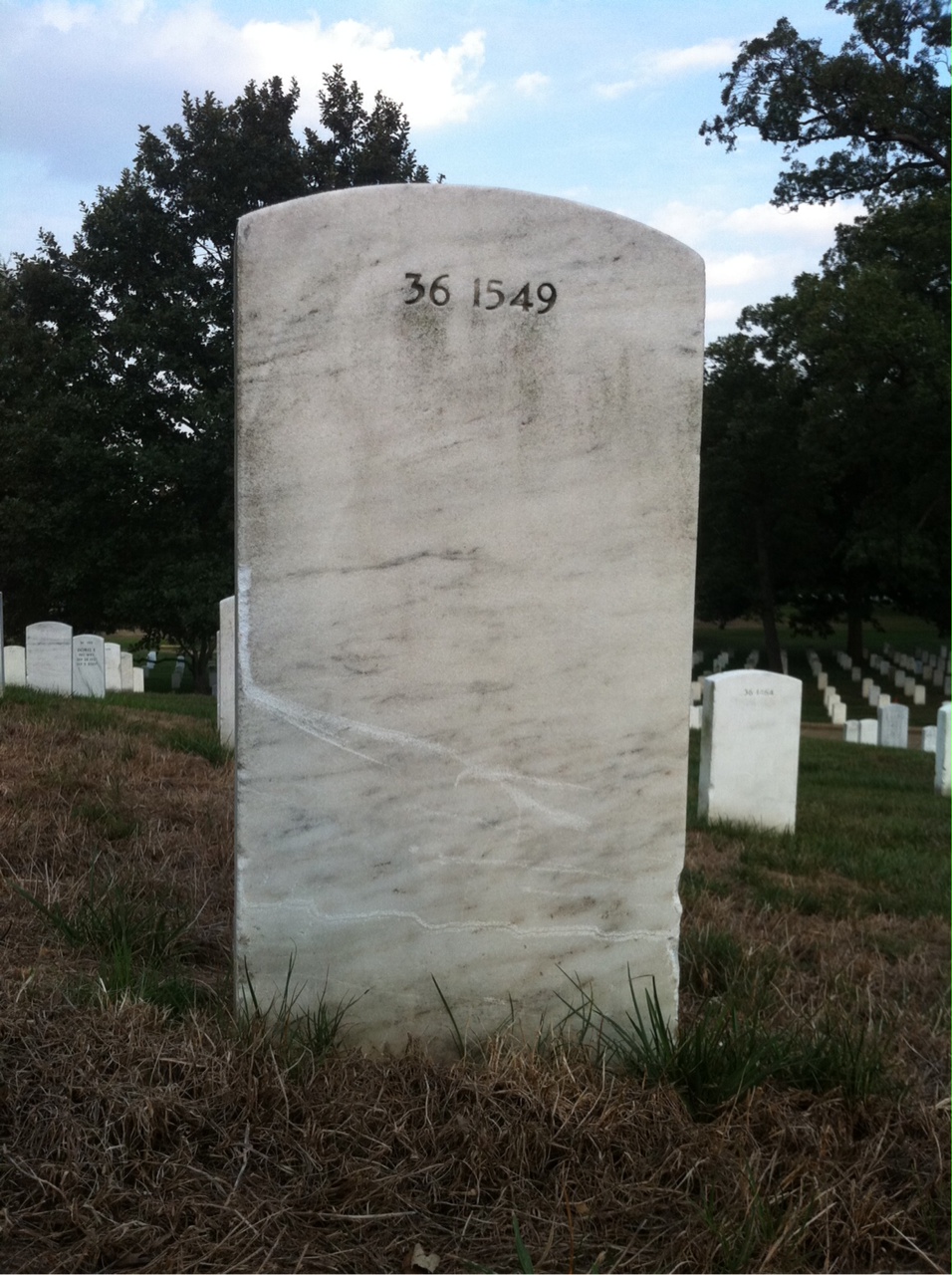 Back of headstone — Alvin D Cray
