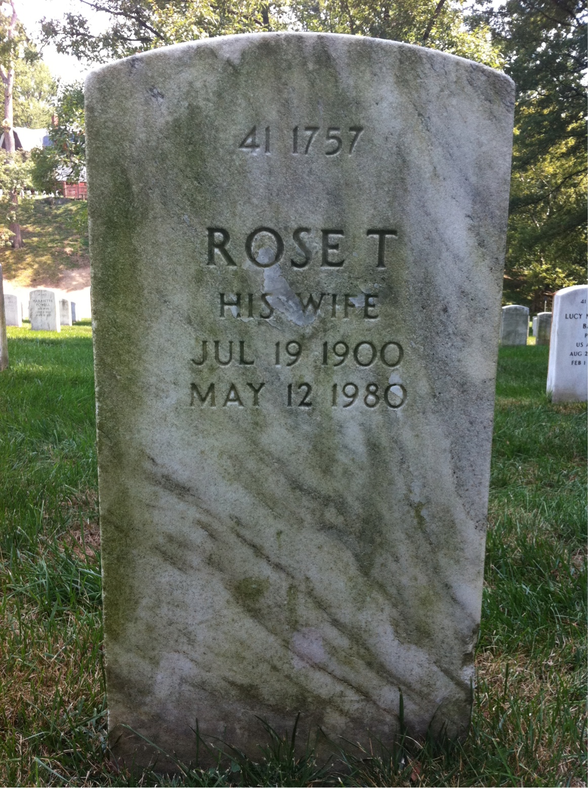 Back of headstone — Fred Morthorst